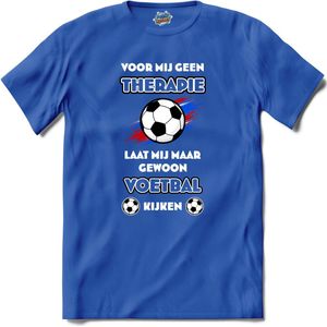 Oranje voetbal leeuw - WK en EK voetbal kampioenschap - koningsdag en Koninginnedag feest kleding - T-Shirt - Heren - Royal Blue - Maat L