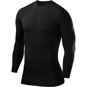 PowerLayer thermoshirt heren lange mouw - Compressie shirt met opstaande kraag - Sportshirt voor voetbal of hardlopen - Basislaag fietsshirt heren - Army (Groen), L