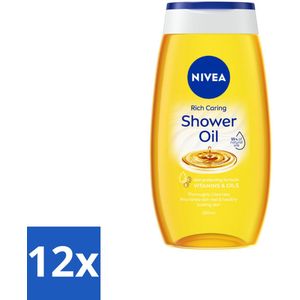 NIVEA - Doucheolie - Natuurlijke Doucheolie - 200 ml - Voordeelverpakking - 12 stuks