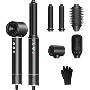 Dailysuppliess Fohnborstel - Krulborstel - Krultang 5 in 1 - Zwart met Zilver