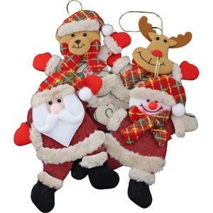 Schattige kerstpoppen set - Kerstman - Sneeuwman - Rendier - Beer - kerstpoppen set 4 stuks - kerstpoppen voor in de kerstboom - kerstornament - kerst plushie - kerstpoppen voor in de kerstkrans - kerstversiering