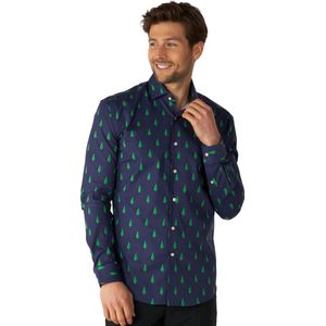 OppoSuits Lange Mouwen Overhemd - Heren Kerst Overhemd - Kerst Shirt Met Kerstbomen - Kerst - Maat XS