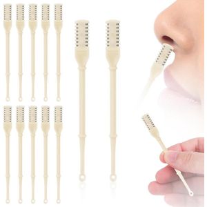 Allecto Plus - Neushaartrimmer 360° Roterend voor Mannen en Vrouwen - 12 Stuks - Dubbelzijdig Neushaarreiniger - Oorpeuter - Handmatig Neushaarverwijderingsgereedschap - Wit.