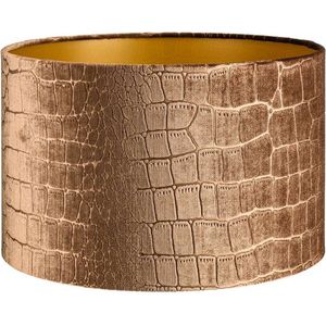 Lampenkap Cilinder - 30x30x20cm- Croco bronze - gouden binnenkant