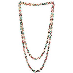 Korte Rode Houten Lange Ketting met Peertjes - Multi-Strand Statement Ketting