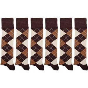 Kniekousen voor dames | Gekamd katoen | Kleur: Beige | Maat: 35-38 / 39-42 | 6 paar