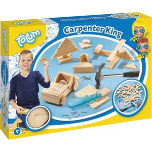 Totum Carpenter King junior Timmerset met hout - educatief speelgoed bouwset - leren timmeren