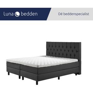 Luna Bedden - Boxspring Luna - 180x220 Compleet Antraciet Gecapitonneerd Bed