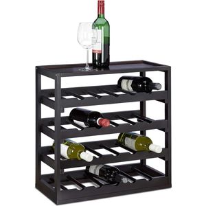 Wijnrek van hout voor 20 flessen - Robuust flessenrek met 4 etages - Afmetingen: ca. 52x52x25 cm