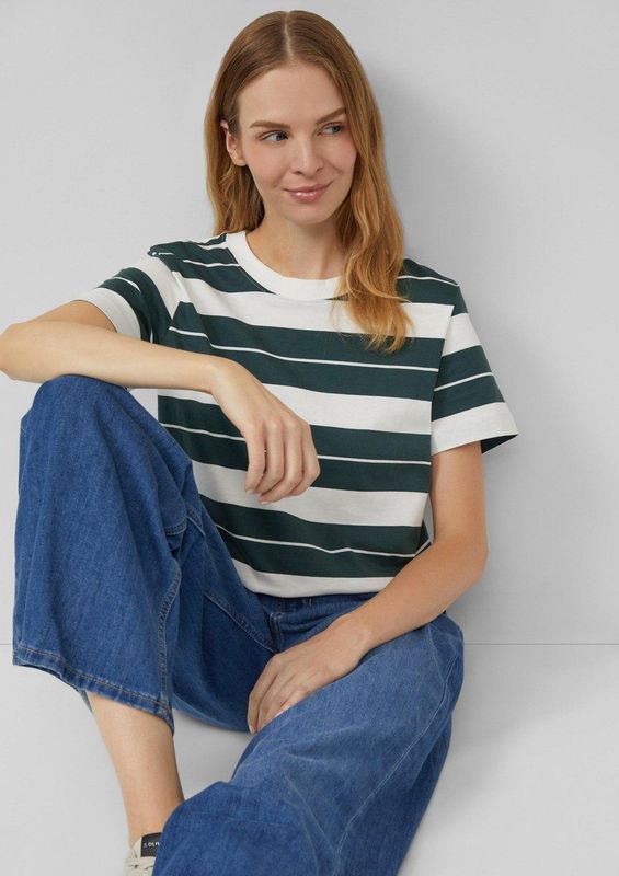 s.Oliver - T-Shirt - Cropped - Katoen - Met Strepen