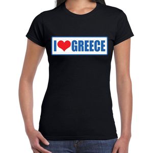 I love Greece / Griekenland landen t-shirt zwart - dames - Griekenland landen shirt / kleding - EK / WK / Olympische spelen outfit XL