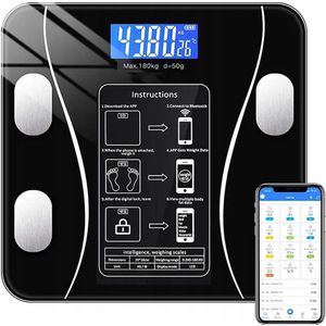 Elektronische weegschaal - Smart weegschaal - 0,1-180 kg - met LCD-scherm - Bluetooth-verbinding - meerdere parameters - app-bewaking