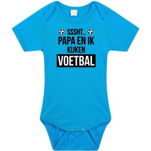 Sssht kijken voetbal tekst baby rompertje blauw jongens - Vaderdag/babyshower cadeau - EK / WK Babykleding 68
