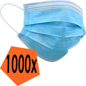 Mondkapje Blauw Wegwerp - Mondmasker Wegwerp Niet Medisch Mondkapje Blauw - Blauw Mondkapje Wegwerp Universeel - 1.000 Stuks