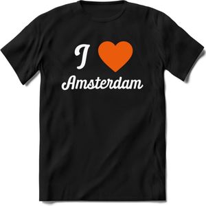 I Love Amsterdam T-Shirt | Souvenirs Holland Kleding | Dames / Heren / Unisex Koningsdag shirt | Grappig Nederland Fiets Land Cadeau | - Zwart - L