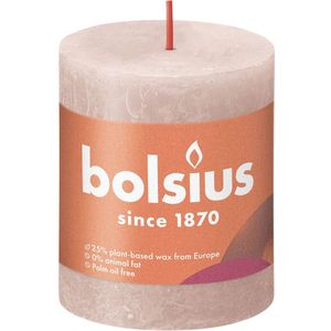 Bolsius Stompkaars Misty Pink Ø68 mm - Hoogte 8 cm - Roze/Grijs - 35 Branduren