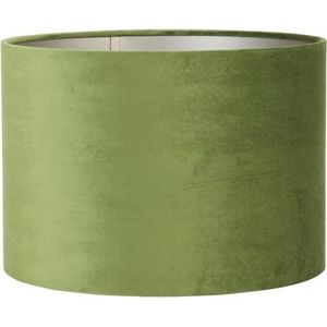Light & Living Cilinder Lampenkap Velours - Olive Green - Ø35x30cm - voor Tafellampen, Staande lamp, Hanglampen
