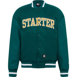 Starter - Black Label - Collegejas - Rood-Groen - Kunstleren Mouwen, Drukknoopsluiting