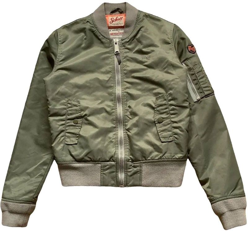 Schott Nyc Schott X American College Bomberjack Kaki Olive Maat L Vrouwen