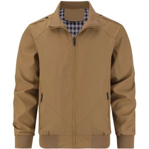 Allthemen Heren Effen Jas met Stand Kraag - Slanke Pasvorm - Ritssluiting Met Zakken Modieus - S