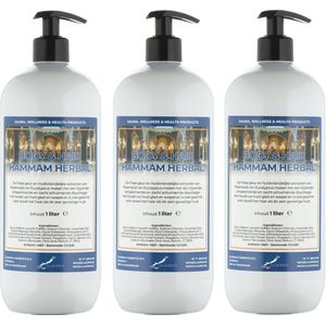 Body & Hair Hammam Herbal 1 Liter - met gratis pomp - set van 3 stuks - 2 in 1 voor lichaam en haar.