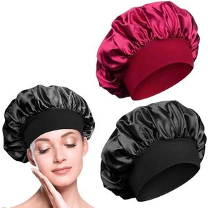 Vitdipy - Bonnet - 2 Stuks - Haarverzorging - Satijnen Slaapmuts voor Volwassenen - Haarnetje - Elastisch - Satijn - Dameshoofddeksels - Rood, Zwart