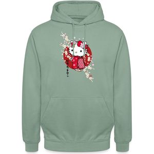 Hello Kitty In Een Rode Kimono En Kersenbloesems Hoodie Unisex