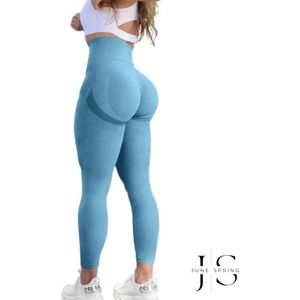 June Spring Sportlegging - Maat L/Large - Kleur Blauw- Dames Sportlegging - Sportbroek dames - Push up - Shape Legging - High Waist - Fitness Legging - Yoga Pants