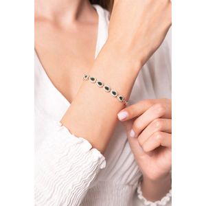 Hare Groene Waterweg Smaragd Steen Gouden Rose Zilveren Armband 925 K Sterling Natuursteen Verstelbare Zilveren Armband Luxe Sieraden - Accessoires - Liefdes Sieraden - Love Armband - Dames Armband - Valentijnsdag