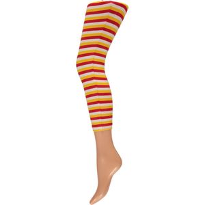 Apollo - Legging Dames - Stripes - Rood/Wit/Geel - Maat L/XL - Oeteldonk - Oeteldonk legging - Legging - Feestlegging - Legging carnaval - Legging meisje