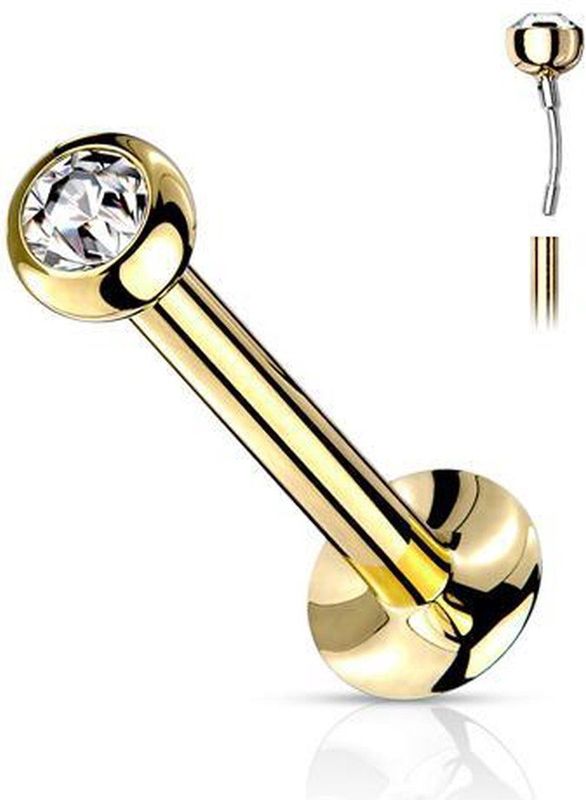 Piercing - Push In - Goud Geplateerd - Chirurgisch Staal - 0.8x6 mm
