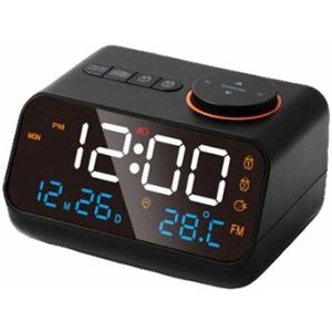 Wekker - Wekkerradio - Wekkers digitaal - Wekker kinderen - Digitale radiowekker - Tafelklok met FM-radio - LED-display - Timer - Snooze - klokradio zonder tikken(Zwart)