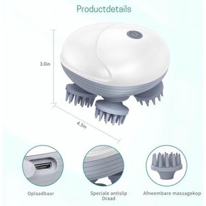 Hoofdmassage - Hoofdmassage Apparaat - Elektrisch - Draadloos - USB-oplaadbaar - Draagbaar - Ontspanning - Voor Verbeterde Doorbloeding - Wit