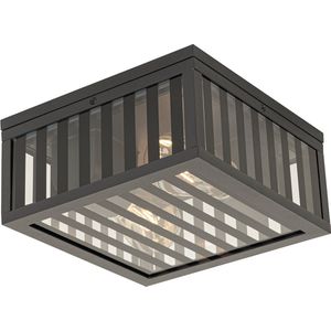 QAZQA dijon - Moderne Plafondlamp voor buiten - 2 lichts - L 24 cm - Zwart - Buitenverlichting