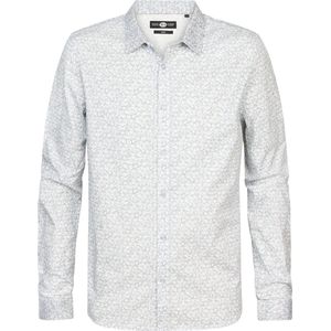 Petrol Industries - Heren Overhemd met subtiele all-over print - Wit - Maat XXXL