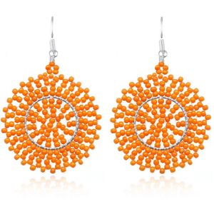 Carise Circle Oorbellen - Oranje | 5,3 x 3,5 cm | Bijoux/Kraaltjes | Fashion Favorite