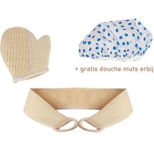 Rugscrubber Scrub handschoen set 2 stuks - Youhomy Rugborstel - Scrub - Rug scrubber natural- Douche & Bad Lichaam Borstel en handschoen