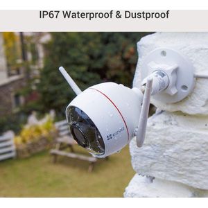 Bewakingscamera 4MP WiFi Extérieur avec Vision Nocturne 30m Couleur Alarme Sirène Détection Forme Humaine IA IP67 Etanche Alexa Audio Bidirectionnel H.265 EZVIZ C3W Pro.