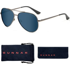 GUNNAR Gaming- en Computerbril - Maverick, Gunmetal Frame, Sun Tint - Blauw Licht Bril, Beeldschermbril, Blue Light Glasses, Leesbril, UV Filter