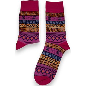 Afrikaanse sokken / Afro sokken / Bogolan sokken - Roze - Afrika print kousen / Happy Colorful Socks / Vrolijke sokken Maat 35-40