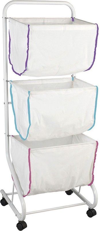 WENKO - Wasverzamelaar Escala - Wit - Mobiel Standaardsysteem - 3 Afneembare Manden - 99 Liter Opbergruimte