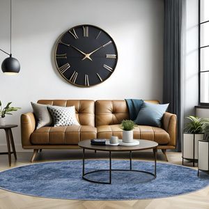 Mazovia Tapijt Blauw Modern Abstract,Effen - Woonkamer - Rond Voeten Vloerverwarming Machinewasbaar OEKO-TEX® Certificaat - 160 x 160 cm