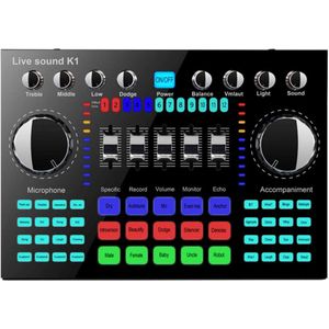 Live Geluidskaart -Audio-interface - DJ Mixer Effecten - Stemwisselaar - Bluetooth Stereo Audiomixer voor Live Streaming, Youtube, PC, Opnamestudio en Gaming
