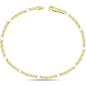 Juwelier Zwartevalk 14 karaat gouden bicolor armband valkenoog - ZV 1126/19,5cm