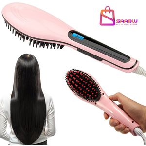 2-in-1 Ionische stijltang borstel – Elektrische haarborstel met LCD-scherm – Antiverbrandingspunten – Temperatuurregeling – haarborstel antiklit – multistyler – haar borstel – haarborstel fohn – warmteborstel – 07199