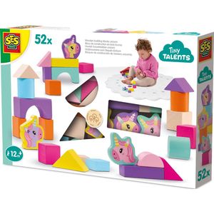 SES Creative 13251 Houten Bouwblokken Eenhoorn - Speelset voor Kinderen vanaf 12 Maanden - Inclusief kleurrijke blokken en eenhoornfiguren - Perfect voor motorische vaardigheden