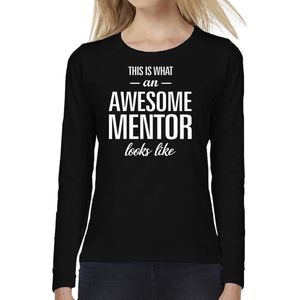 Awesome Mentor - geweldige lerares cadeau shirt long sleeve zwart dames - beroepen shirts / Moederdag / verjaardag cadeau XL