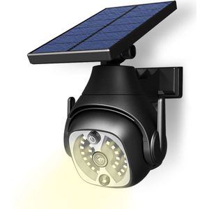 Solar Buitenlamp Dummy Camera met Bewegingssensor - 30 LED's Buitenverlichting - IP66 Weerbestendig - Nep Camera Solar Wandlamp - KUUS Zwart