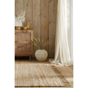 Flycarpets Levi Jute Modern Laagpolig Vloerkleed - Effen Naturel / Beige - Handgeweven - 200x290 cm