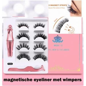 Magnetische Wimpers met Eyeliner | 4pairs/Set Of Magnetic Eyelashes 5 Magnet Waterproof Natural Liquid Eyeliner |  Magnetische Eyeliner met Wimpers | Magnetische Wimpers